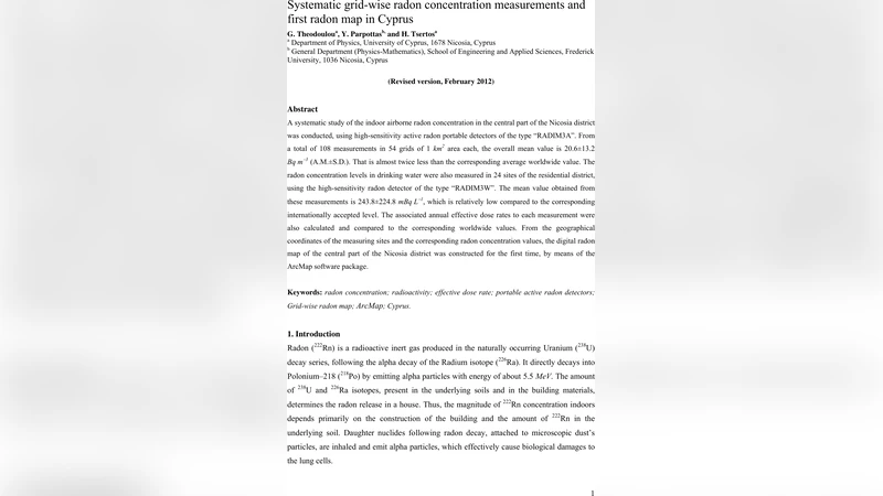Systematic grid-wise radon concentration measurements and first radon   map in Cyprus