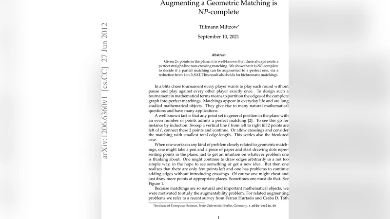 Augmenting a Geometric Matching is $NP$-complete