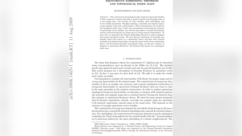 Equivariant embedding theorems and topological index maps