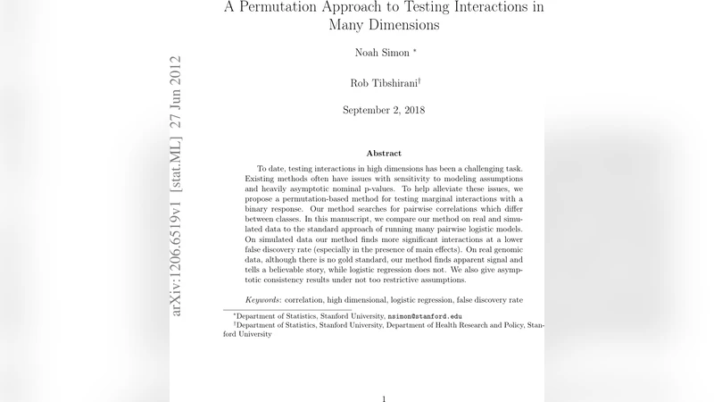 A Permutation Approach to Testing Interactions in Many Dimensions