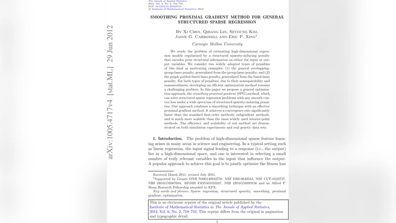 Smoothing proximal gradient method for general structured sparse   regression