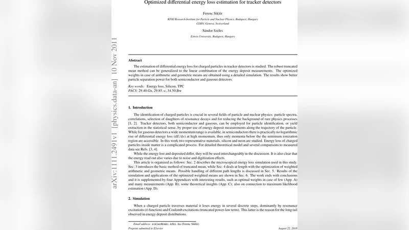 Optimized differential energy loss estimation for tracker detectors