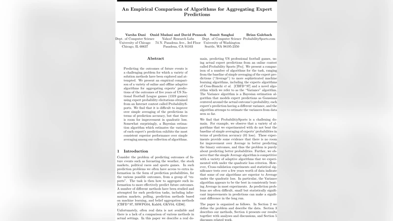 An Empirical Comparison of Algorithms for Aggregating Expert Predictions