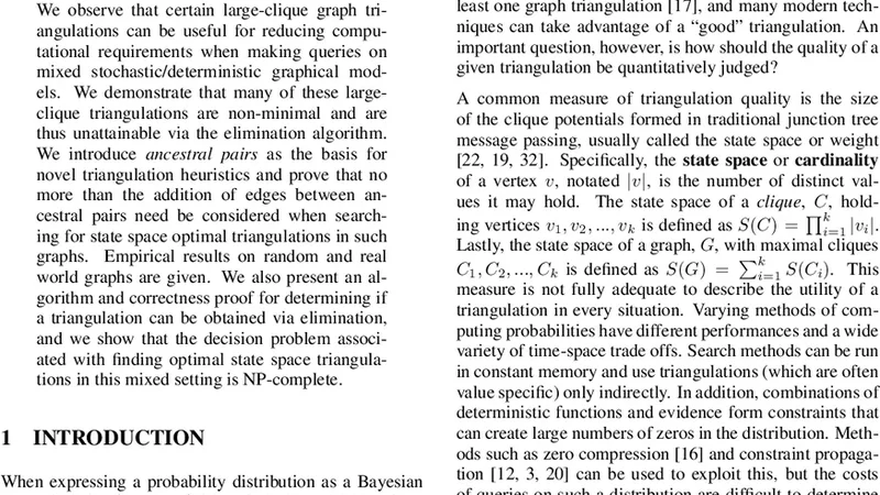 Non-Minimal Triangulations for Mixed Stochastic/Deterministic Graphical   Models