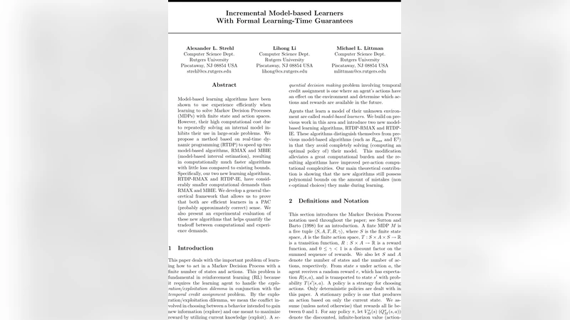 Incremental Model-based Learners With Formal Learning-Time Guarantees