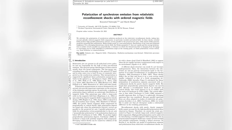 Polarization of synchrotron emission from relativistic reconfinement   shocks with ordered magnetic fields