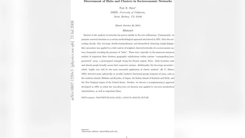 Discernment of Hubs and Clusters in Socioeconomic Networks