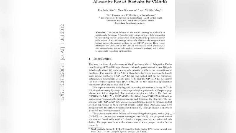 Alternative Restart Strategies for CMA-ES