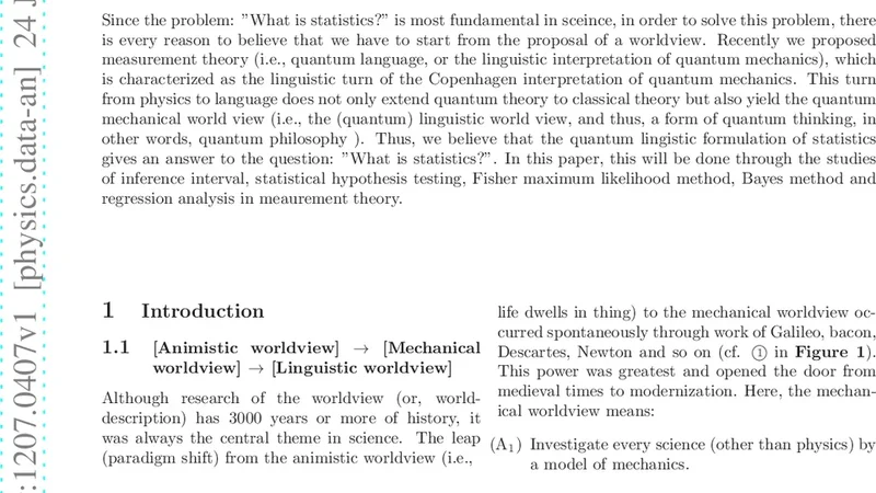 What is Statistics?; The Answer by Quantum Language