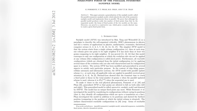 Fixed point forms of the parallel symmetric sandpile model