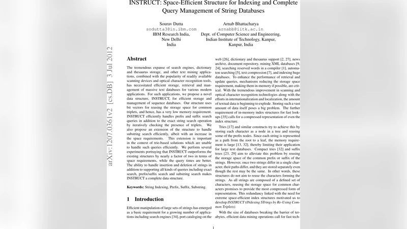 INSTRUCT: Space-Efficient Structure for Indexing and Complete Query   Management of String Databases