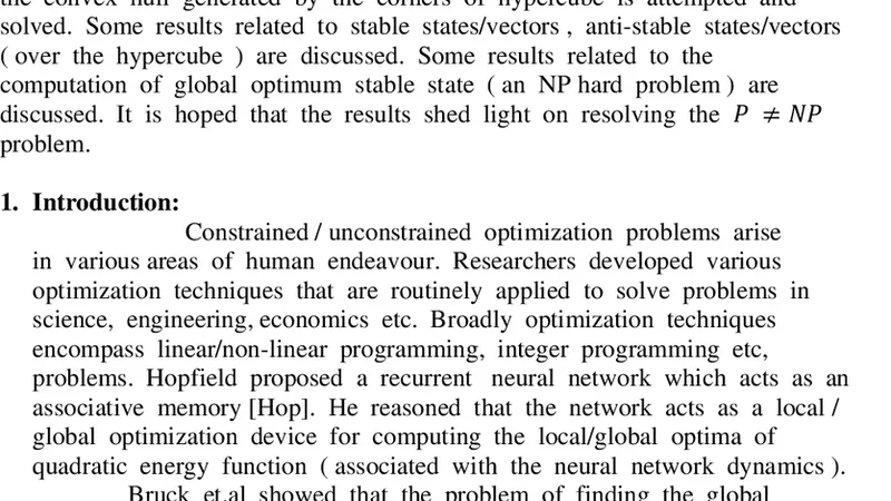 Optimization of Quadratic Forms: NP Hard Problems : Neural Networks
