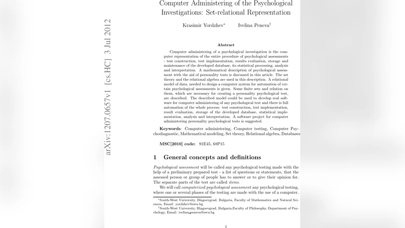 Computer Administering of the Psychological Investigations:   Set-relational Representation