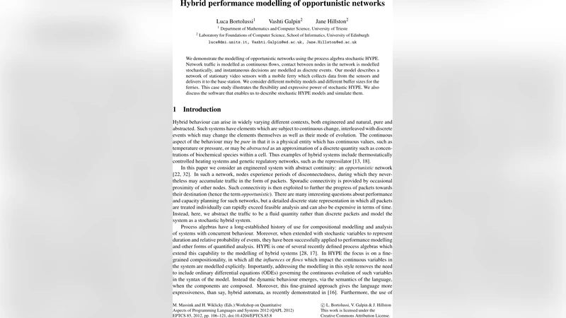 Hybrid performance modelling of opportunistic networks