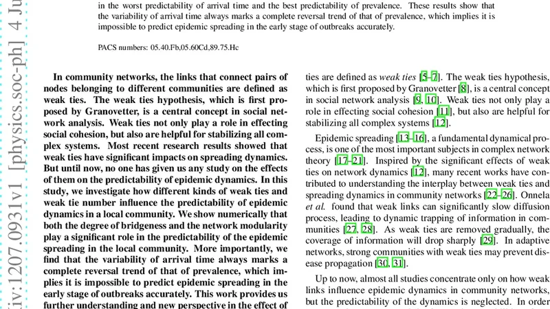 Effects of Weak Ties on Epidemic Predictability in Community Networks