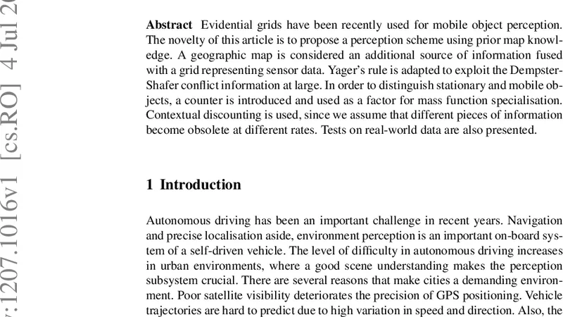 Map-aided Fusion Using Evidential Grids for Mobile Perception in Urban   Environment