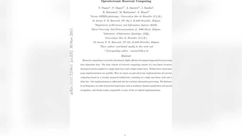 Optoelectronic Reservoir Computing