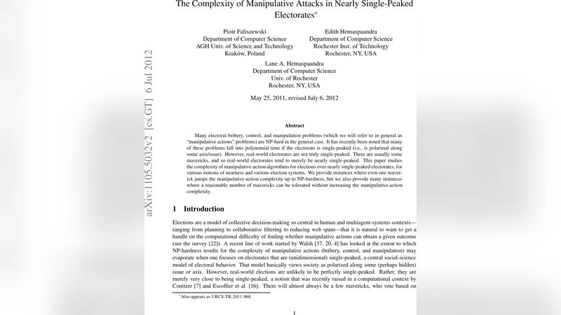 The Complexity of Manipulative Attacks in Nearly Single-Peaked   Electorates