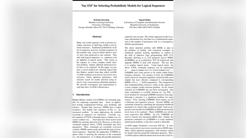 Say EM for Selecting Probabilistic Models for Logical Sequences