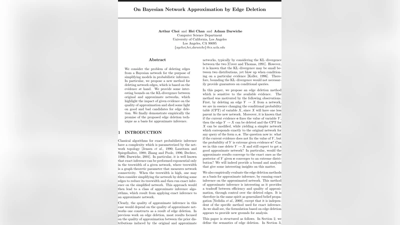 On Bayesian Network Approximation by Edge Deletion