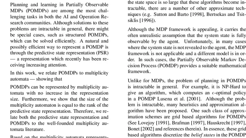 Planning in POMDPs Using Multiplicity Automata