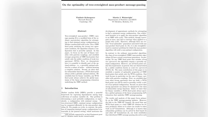 On the optimality of tree-reweighted max-product message-passing