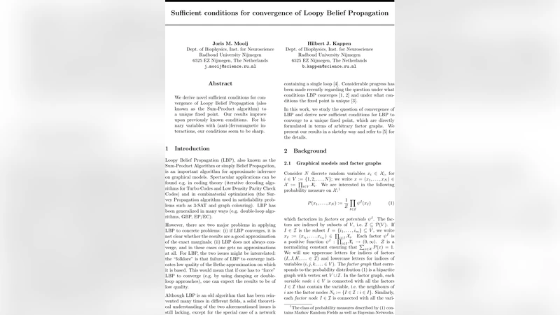 Sufficient conditions for convergence of Loopy Belief Propagation