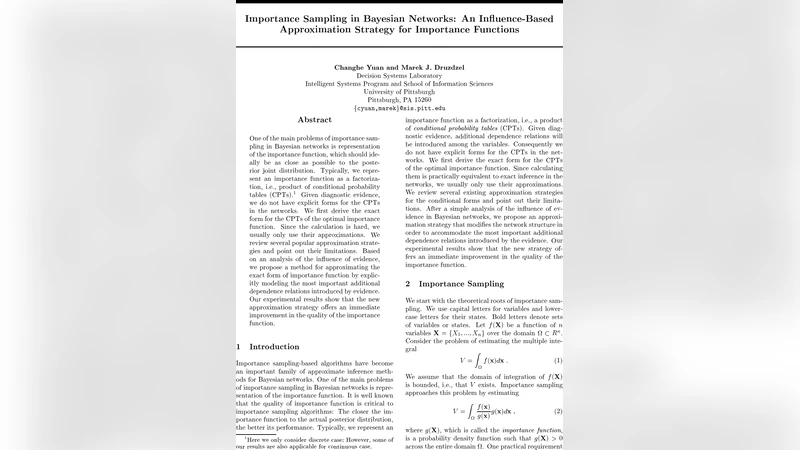 Importance Sampling in Bayesian Networks: An Influence-Based   Approximation Strategy for Importance Functions