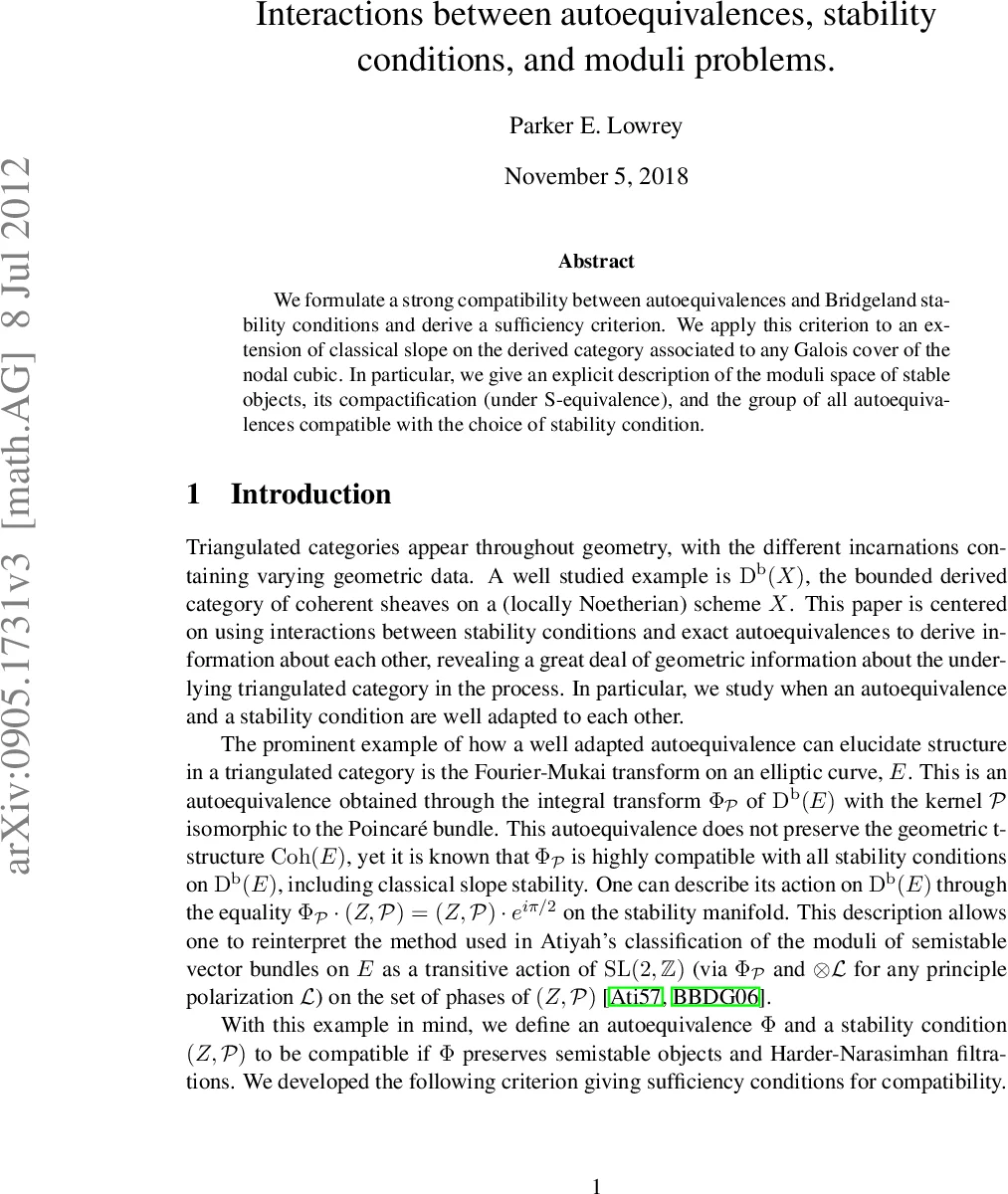 Interactions between autoequivalences, stability conditions, and moduli   problems