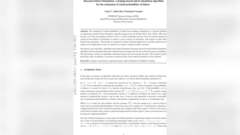 Bayesian Subset Simulation: a kriging-based subset simulation algorithm   for the estimation of small probabilities of failure