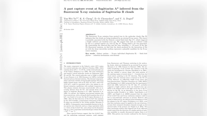 A past capture event at Sagittarius A* inferred from the fluorescent   X-ray emission of Sagittarius B clouds