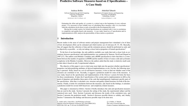 Predictive Software Measures based on Z Specifications - A Case Study