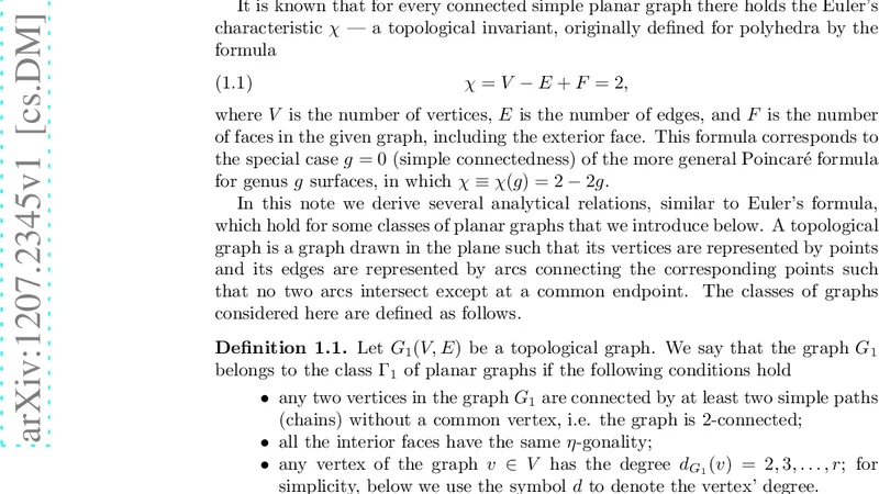 Some Euler-type formulas for planar graphs