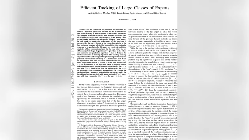 Efficient Tracking of Large Classes of Experts