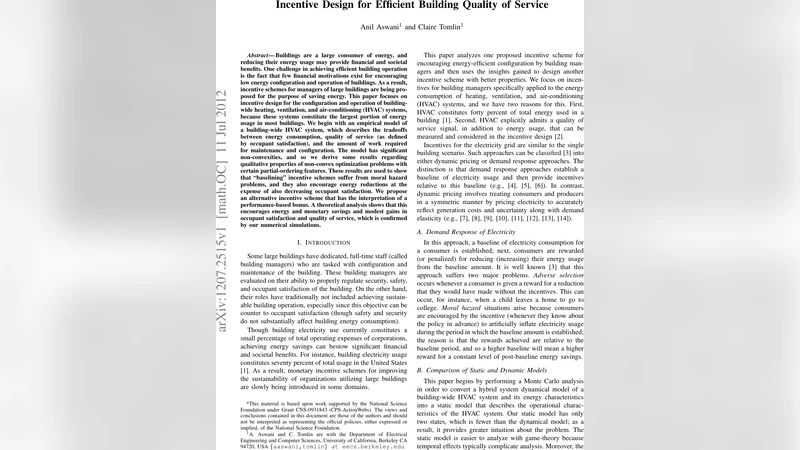 Incentive Design for Efficient Building Quality of Service
