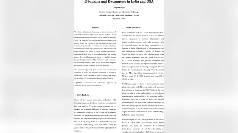 E-banking and E-commerce in India and USA