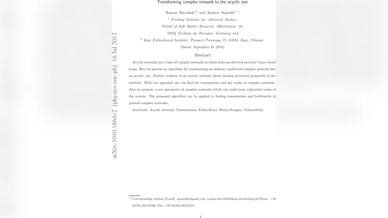 Transforming complex network to the acyclic one