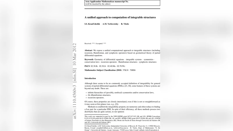 A unified approach to computation of integrable structures