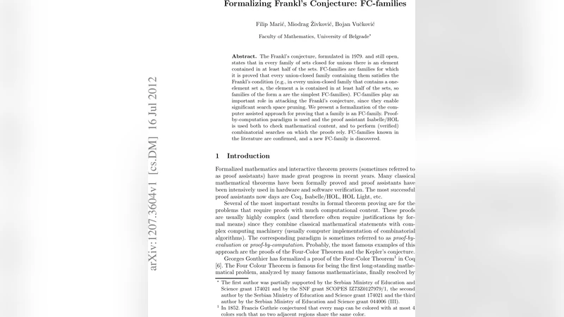 Formalizing Frankls Conjecture: FC-families