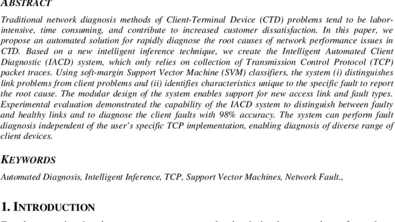 Automated Inference System for End-To-End Diagnosis of Network   Performance Issues in Client-Terminal Devices