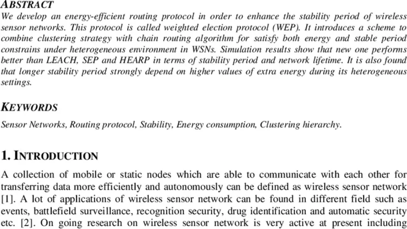 WEP: An Energy Efficient Protocol for Cluster Based Heterogeneous   Wireless Sensor Network