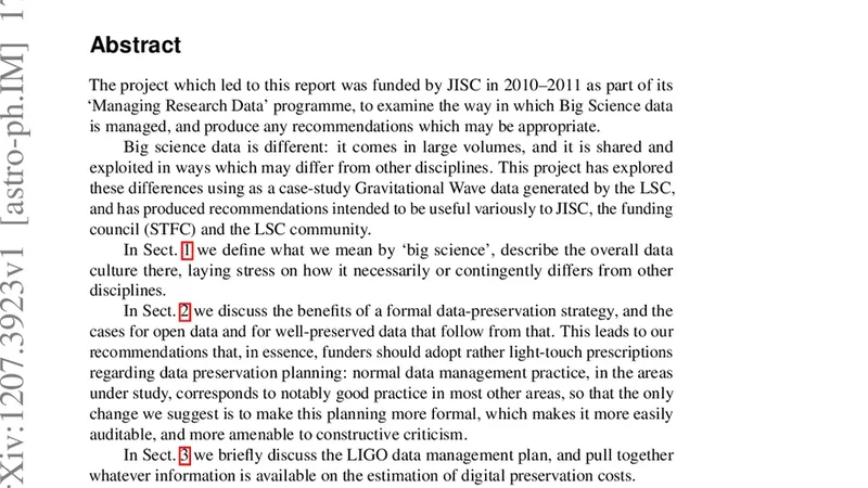 Managing Research Data in Big Science