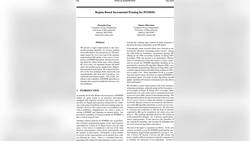 Region-Based Incremental Pruning for POMDPs