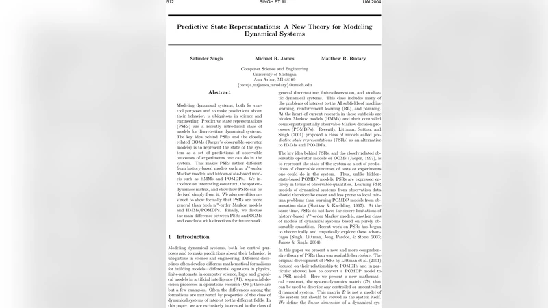 Predictive State Representations: A New Theory for Modeling Dynamical   Systems