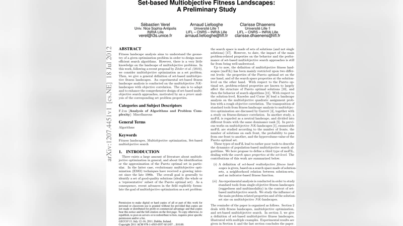 Set-based Multiobjective Fitness Landscapes: A Preliminary Study