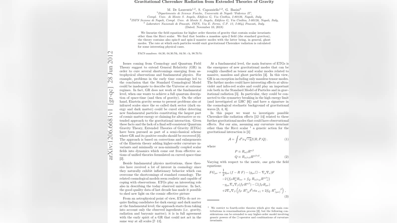 Gravitational Cherenkov Radiation from Extended Theories of Gravity