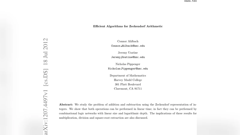 Efficient Algorithms for Zeckendorf Arithmetic