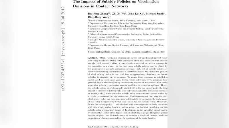 The Impacts of Subsidy Policies on Vaccination Decisions in Contact   Networks