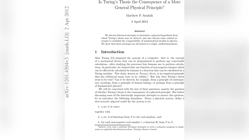 Is Turings Thesis the Consequence of a More General Physical Principle?