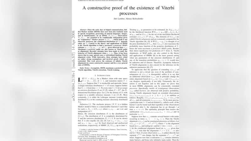 A constructive proof of the existence of Viterbi processes